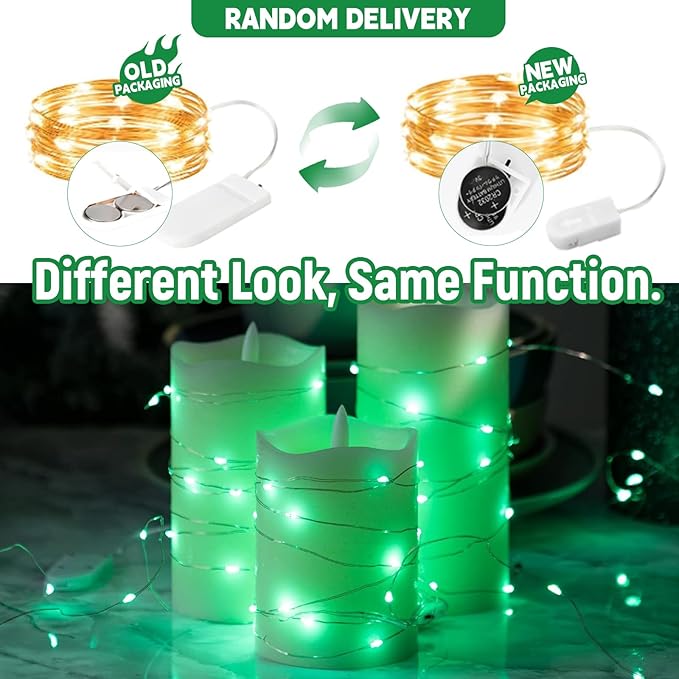 6 Pack LED Fairy Lights 7ft Battery Powered Waterproof Silver Wire 20 Led Mini String Mason Jar Lights for DIY Wedding Party Bedroom Patio Easter Christmas (Green)