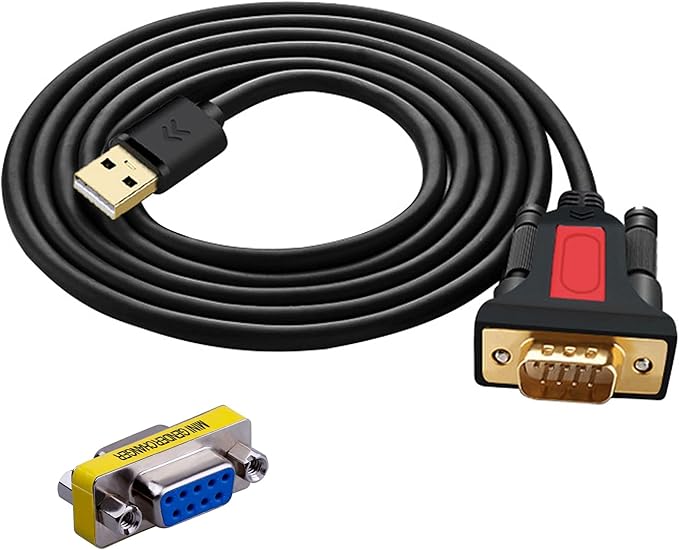 USB to RS232 DB9 Serial (9-Pin) Adapter Cable 5ft Compatible with MAC OS, Windows, Android, Linux (USB A)