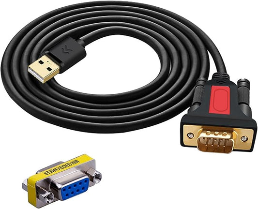 USB to RS232 DB9 Serial (9-Pin) Adapter Cable 5ft Compatible with MAC OS, Windows, Android, Linux (USB A)