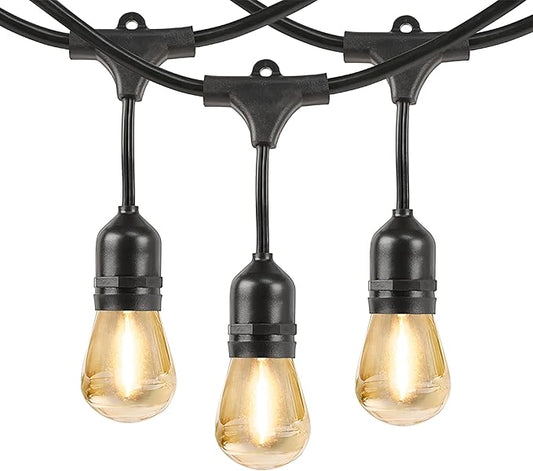 Feit Electric LED Solar Powered String Lights, Dusk-to-Dawn Sensor, 20ft Shatter Resistant Outdoor String Lights, Linkable, 2700K Warm White, 15,000-Hour Lifetime, SL20-10/SOL/V1, 11 Bulbs Included