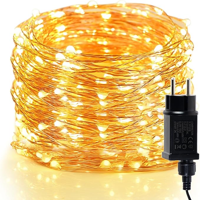 Moobibear 66Ft 200LED Plug-in Waterproof Fairy String Lights with 8 Lighting Modes - Indoor & Outdoor Decor for Bedroom, Girl’s Room, Garden, Party, Christmas - Warm White Twinkle Lights