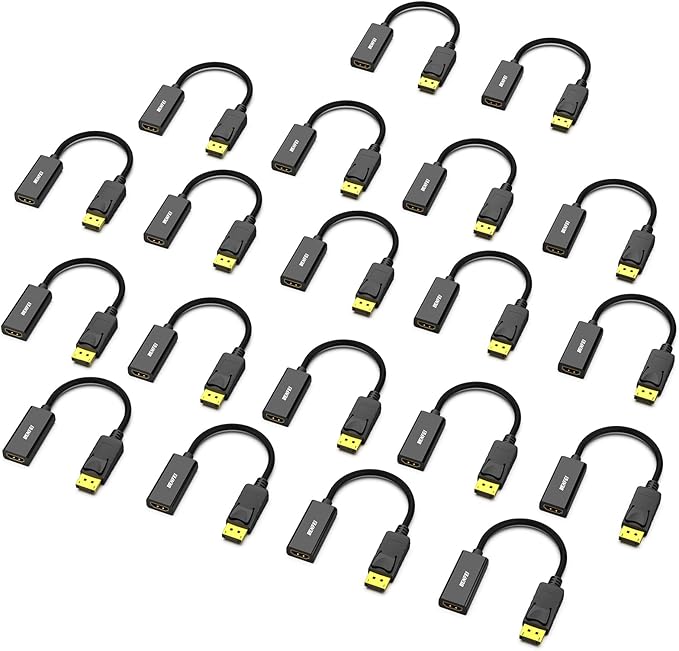 BENFEI 4K DisplayPort to HDMI Adapter 20 Pack, Uni-Directional DP 1.2 Computer to HDMI 1.4 Screen Gold-Plated DP Display Port to HDMI Adapter (Male to Female) Compatible with Lenovo Dell HP Passive