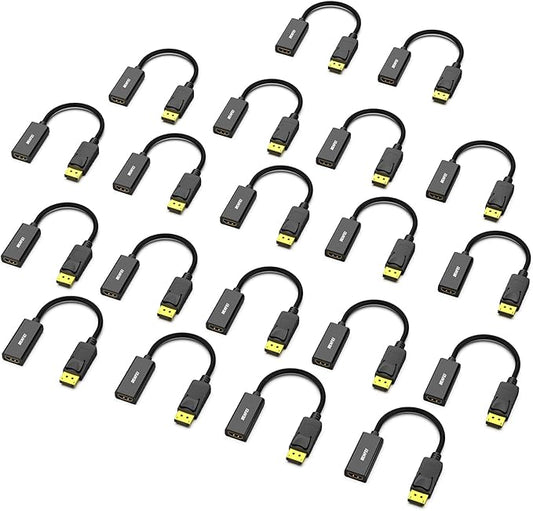BENFEI 4K DisplayPort to HDMI Adapter 20 Pack, Uni-Directional DP 1.2 Computer to HDMI 1.4 Screen Gold-Plated DP Display Port to HDMI Adapter (Male to Female) Compatible with Lenovo Dell HP Passive