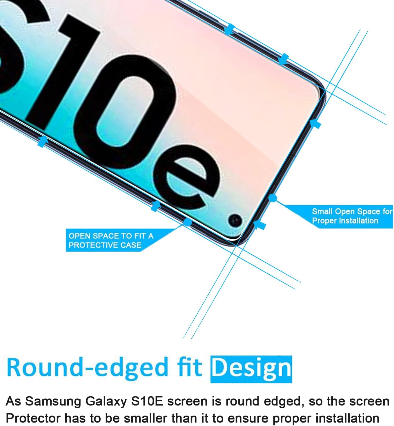 NEW'C 3 Pack Tempered Glass Screen Protector for Samsung Galaxy S10e - Case Friendly, Anti-Scratch, Bubble Free, Ultra
