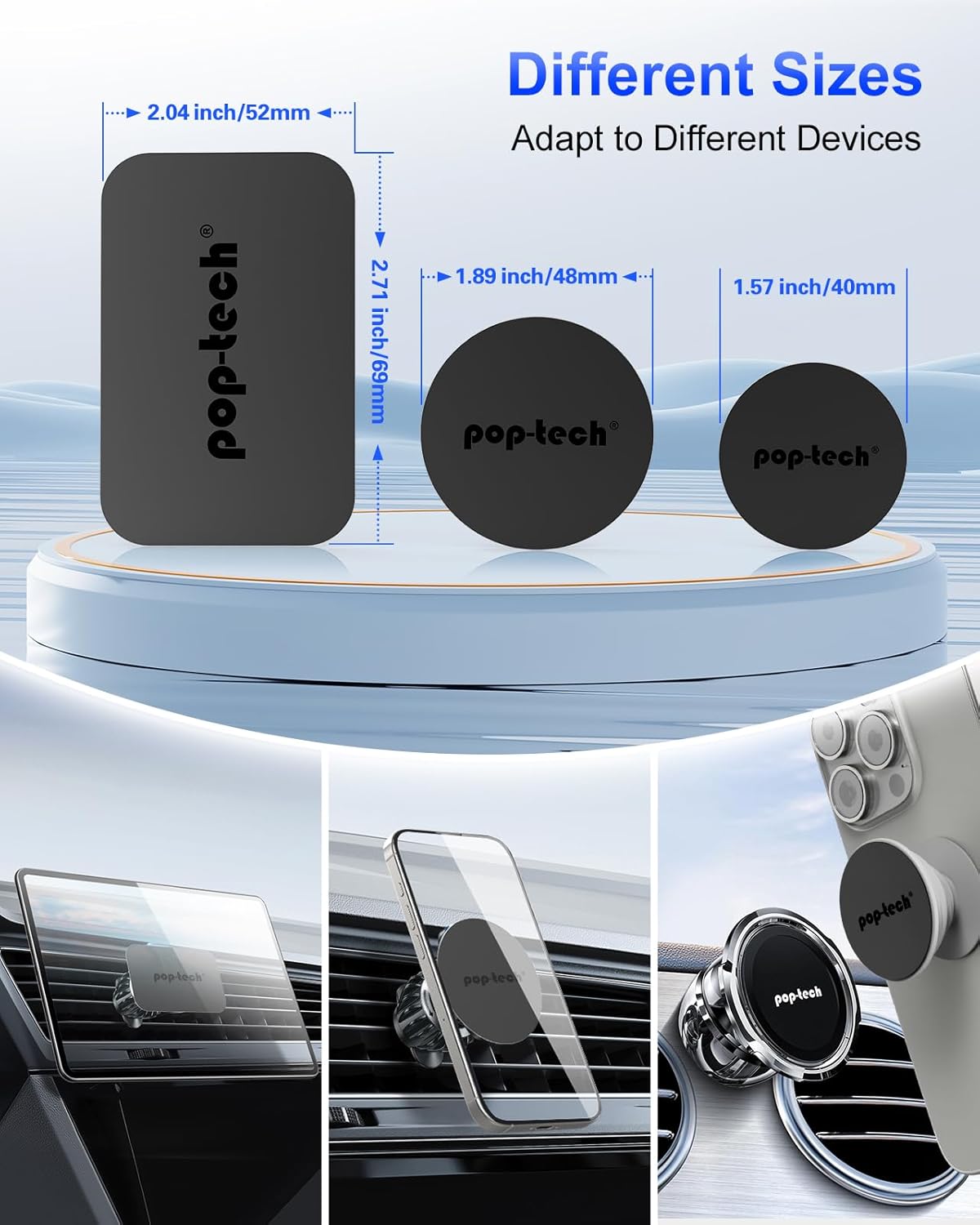Metal Plate for Phone Magnet, 10 Pack Replacement Magnet Disc with Adhesive Backing