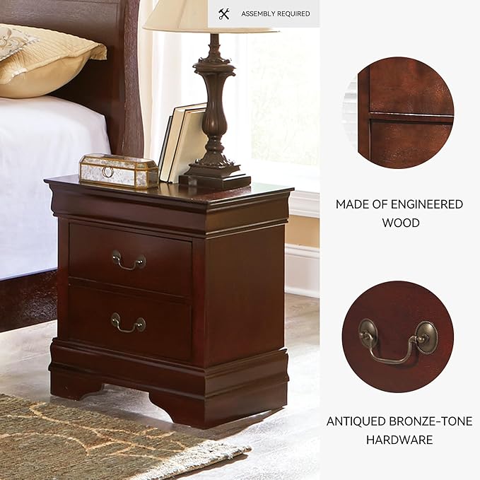 Signature Design by Ashley Alisdair Traditional 2 Drawer Nightstand, 23.75" Tall, Dark Brown