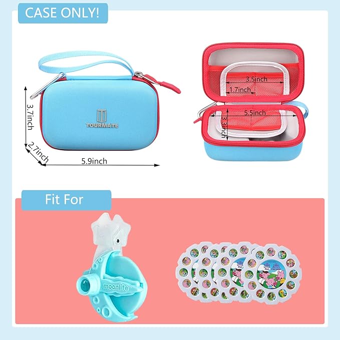 Hard Case Compatible for Moonlite Mini Projector and Story Reels, Storybook Projector Protective Storage Shell, CASE ONLY (Blue&Red)
