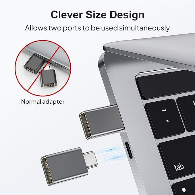 Elebase USB C to USB Adapter 4Pack,USBC Male to USB 3.0 Female MacBook Pro Air Adaptor,Type C Thunderbolt 3 OTG Converter for Flash Thumb Drive,Apple iPhone 17 17e 16,iPad mini,Mac,Samsung S26 S25 S24