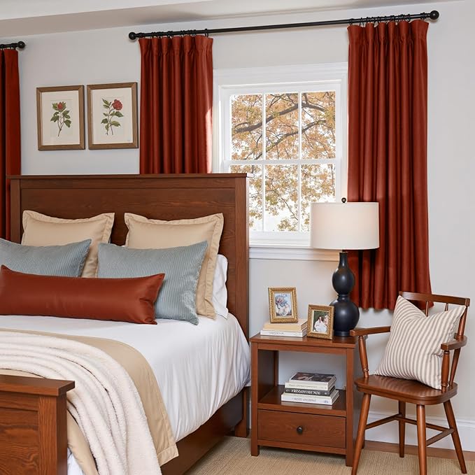 Lazzzy Velvet Blackout Curtains Thermal Insulated Room Window Drapes Super Soft Luxury Curtains for Living Room Bedroom Rod Pocket 2 Panels, Rust Red, 52" W x 72" L
