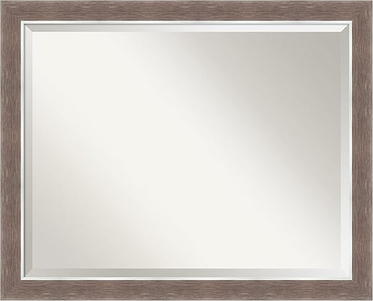 Amanti Art Brown Bathroom Mirror for Over Sink, 25x31 Noble Mocha Rectangle Vanity Mirror, Large Casual Frame, Hangs Horizonally and Vertically, Bathroom Wall Decor, Beveled Edge