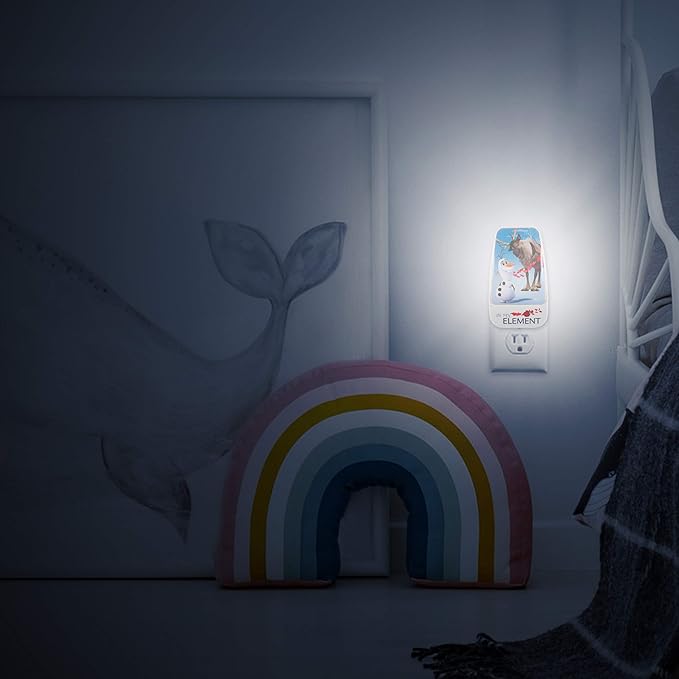 Disney Frozen 45830 LED Night Light, Olaf and Sven, Plug-in, Dusk-to-Dawn Sensor, Girl's Room Decor, UL-Certified, Ideal for Bedroom, Nursery, Bathroom, Kid's Playroom