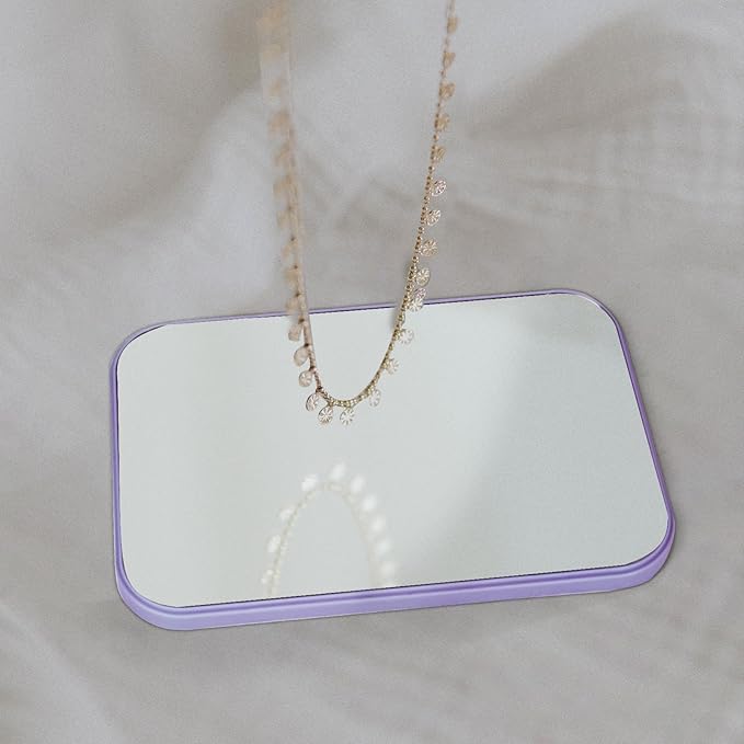 10Pcs Table Desk Vanity Makeup Mirror, 8-Inch Simple Portable Travel Mirror with Stand, Standing and Wall Hanging Dual-use Purple