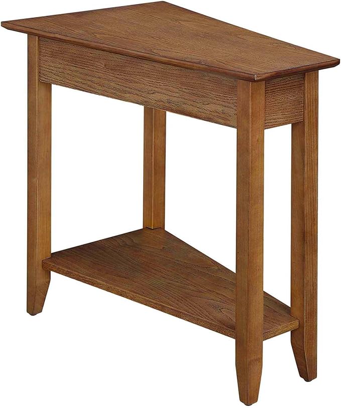 Convenience Concepts American Heritage Wedge End Table 24" - Classic Living Room Table with Storage Shelf, Side Table for Family Room, Bedside Table, Driftwood/White
