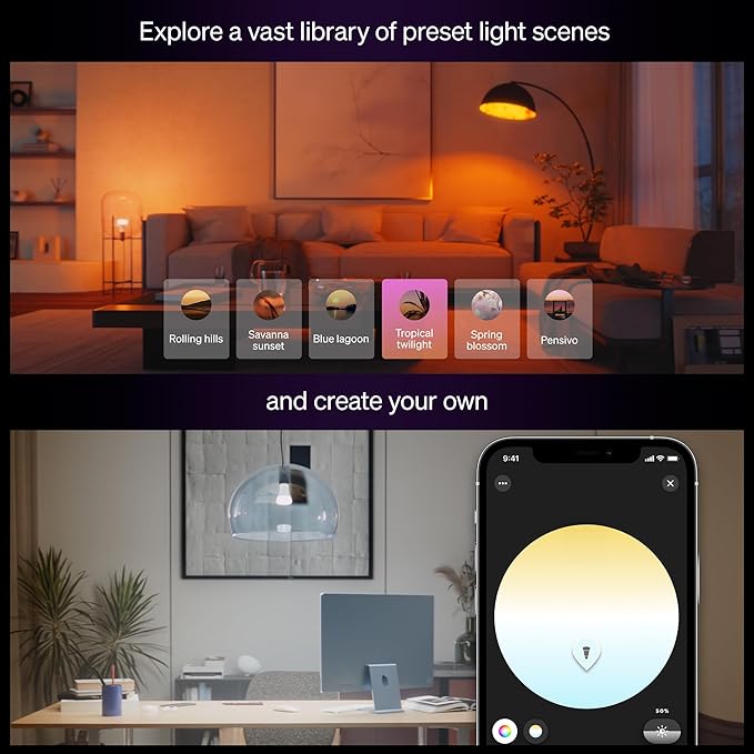 Philips Hue Smart LED A19 Bulb, White & Color Ambiance, E26 Base, 7.2W, Full Spectrum Light 1000K-20000K, 810 Lumens, Dimmable, Works with Alexa, Google,& Apple Home, 3pk