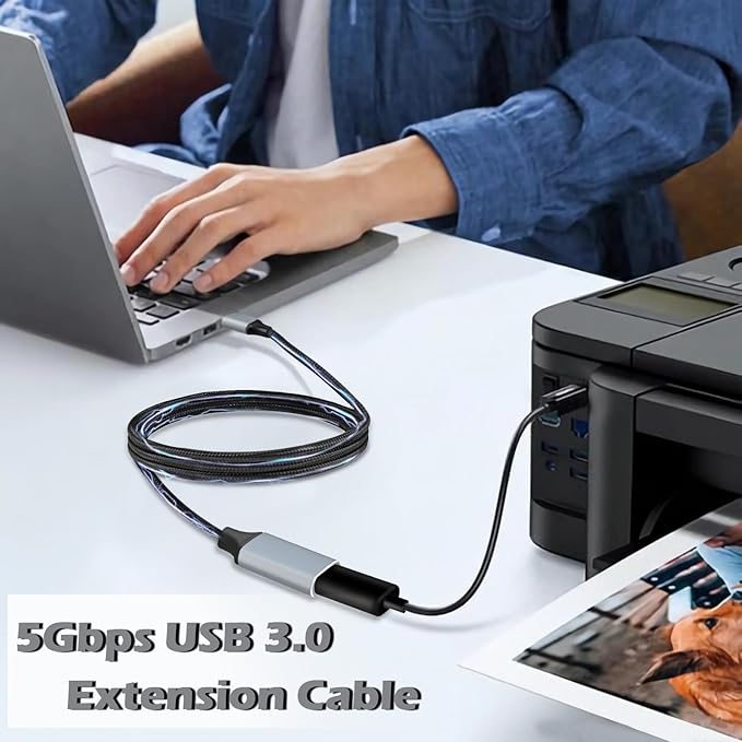 USB 3.0 to USB C Adapter, 1M/3.3FT Type-C Male to USB-A Female Converter, Type-C OTG Braided Cable Connector with Phone/Laptop/Tablet/Switch/Keyboards/Game Controllers/Printers
