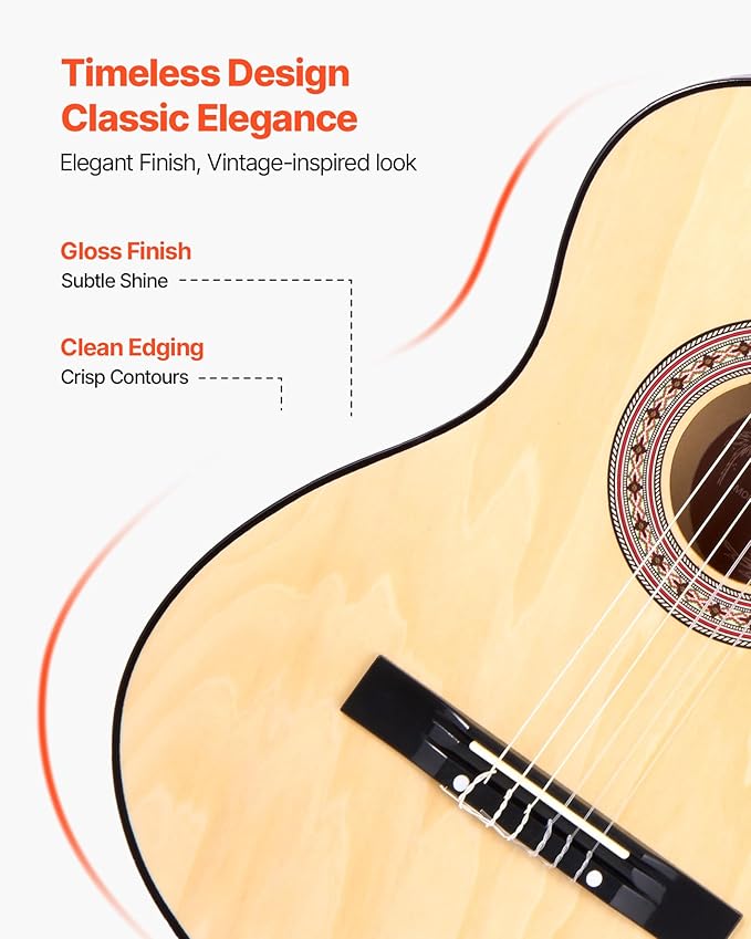 VEVOR Acoustic Guitar, Classical Guitar Starter Kit for Beginners, with Nylon Strings, Basswood Guitar, for Kids Adults Girls Boys Students