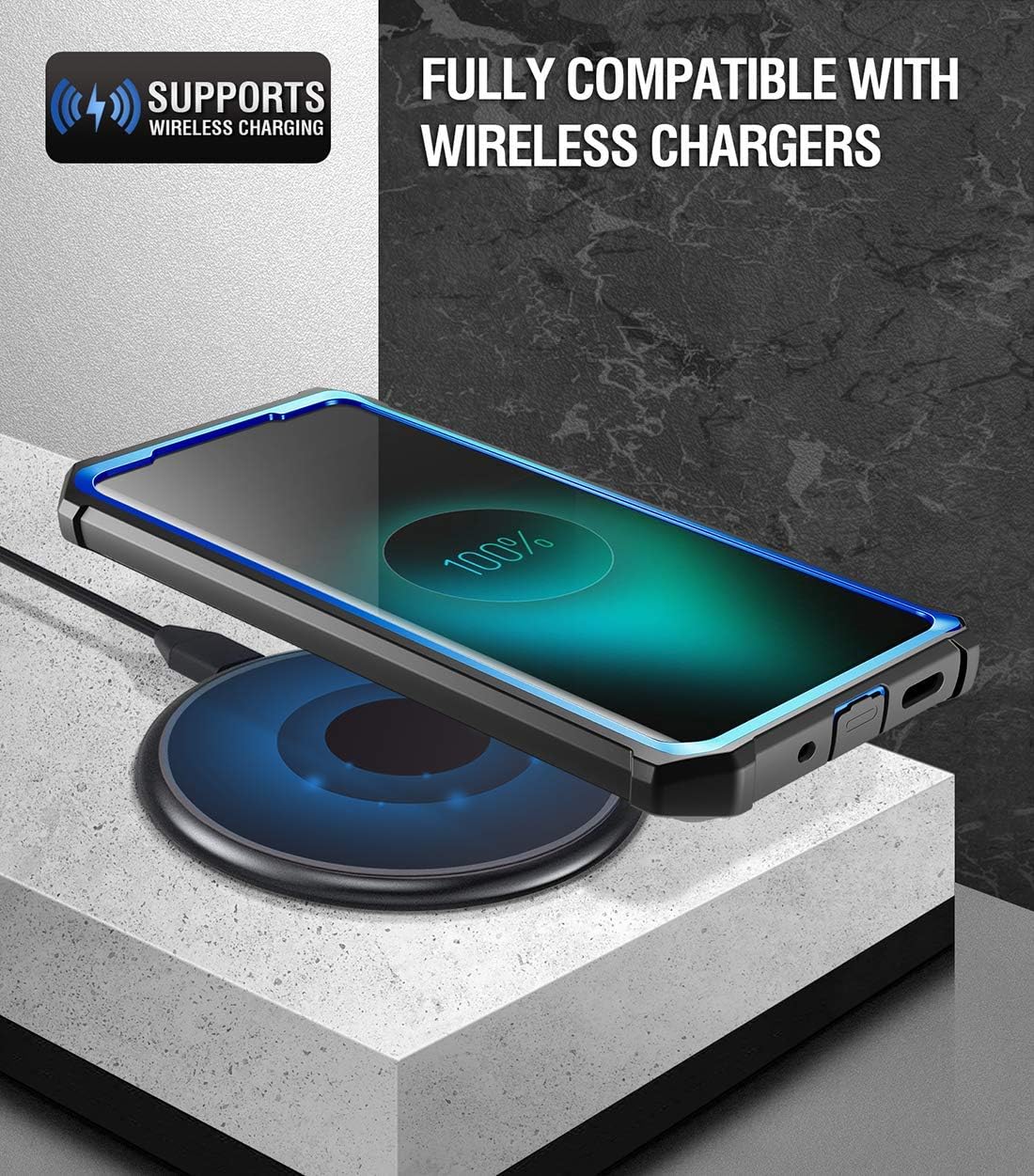 Poetic Guardian Series Case for Samsung Galaxy S20, Full-Body Hybrid Shockproof Bumper Cover, Blue/Clear