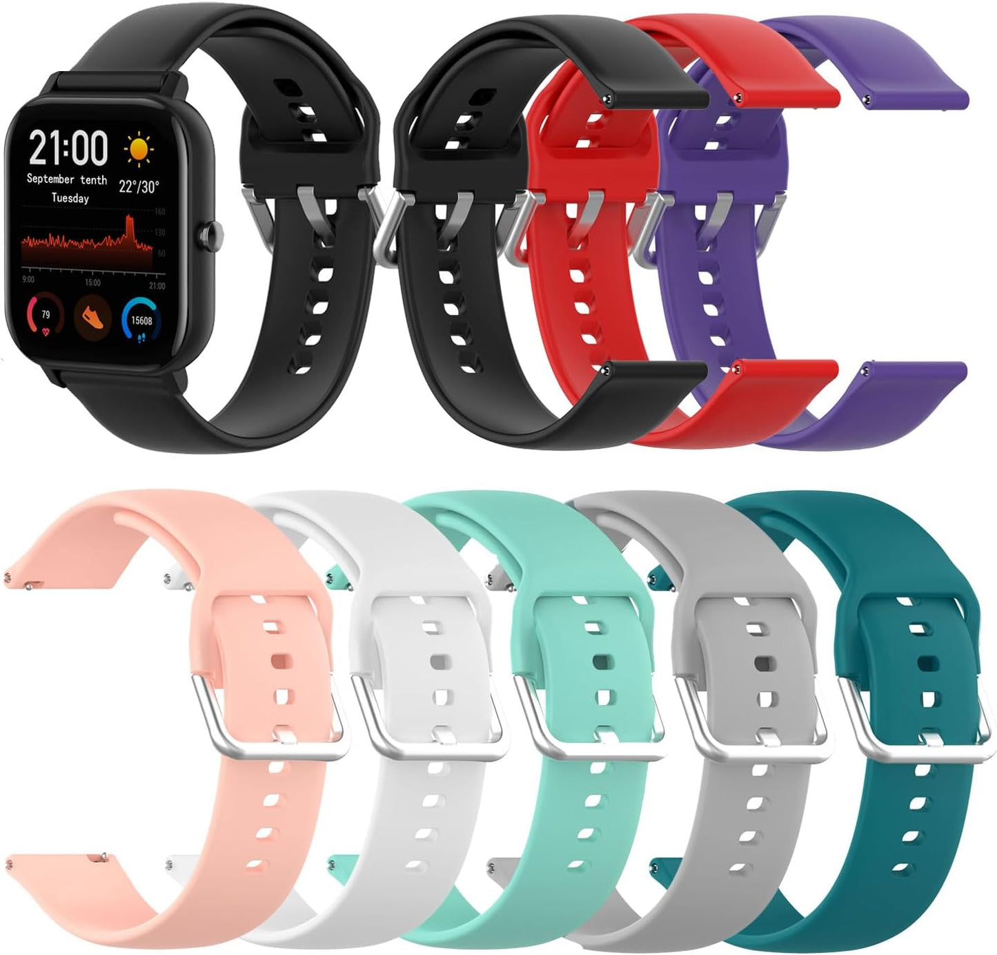 RuenTech Compatible for Nerunsa P66 Series Smart Watch Bands, Replacement Flexible Silicone Band for Women & Men