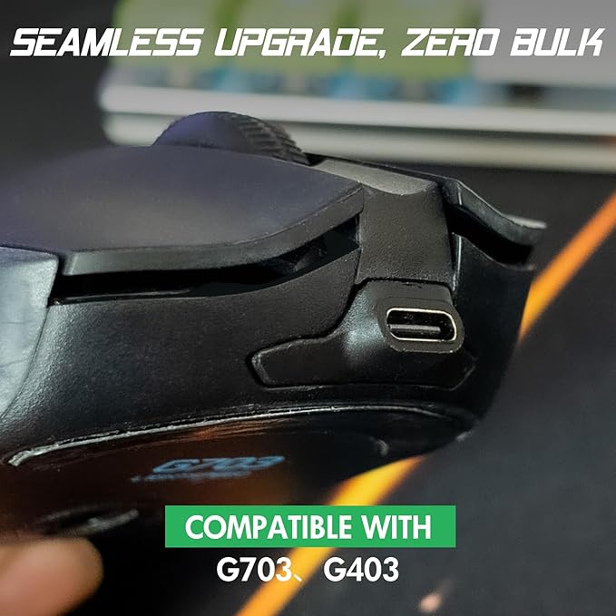USB-C Adapter Compatible with Logitech G703/G403 Wireless Gaming Mouse,Micro USB to Type-C Converter | Model-Specific Fit | Support Charge & Data Sync | 3-Second Install | 10K+ Durability