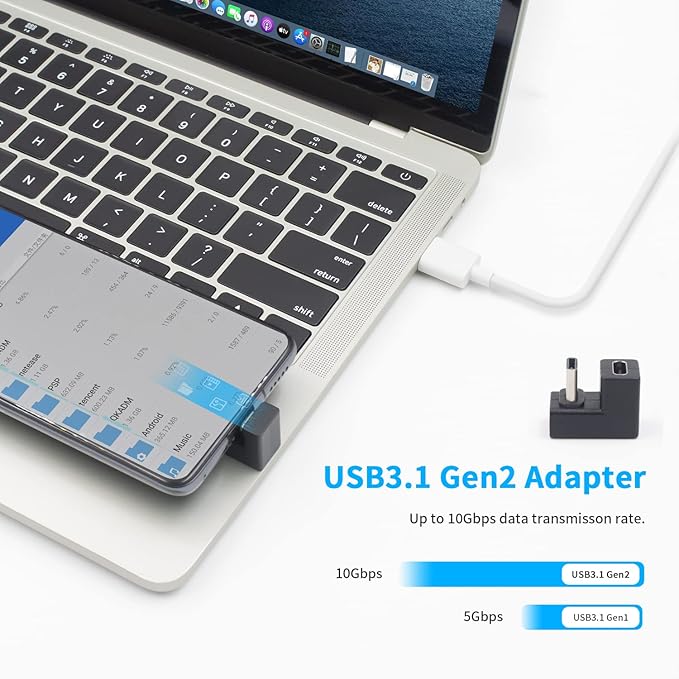 Poyiccot USB C U Shape Adapter, 3-Pack USB C 180 Degree Adapter, 10Gbps USBC to USBC Extension Adapter with (Type-C 3.1 Gen 2) Data Fast Charging Connector for Mobile Phone, Laptop,Galaxy