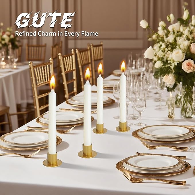Gute Taper Candle Holder, Candle Holders for Pillar Candles, Matte Gold Candlestick Holder Centerpieces for Home Decoration, Wedding Anniversary, Party, Housewarming Gifts,Set of 8,Round