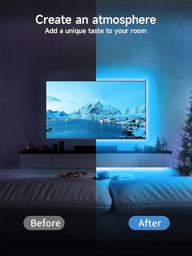 GIPOYENT TV LED Lights, 13.1Ft LED Lights for 40-65 Inch, TV Behind with Bluetooth Function - RGB Color Changing Light Strip for Home Theater(13.1ft)