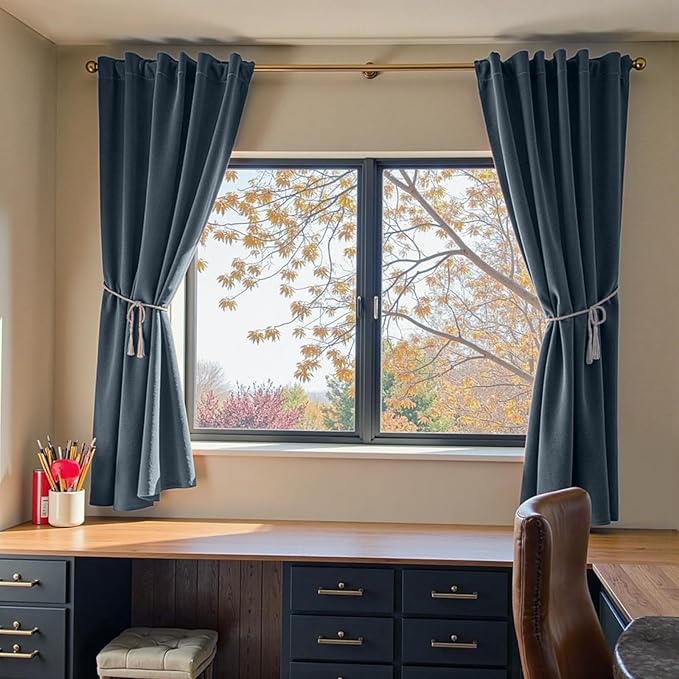 Lazzzy Velvet Blackout Curtains Thermal Insulated Room Window Drapes Super Soft Luxury Curtains for Living Room Bedroom Rod Pocket 2 Panels, Dark Slate, 52" W x 72" L