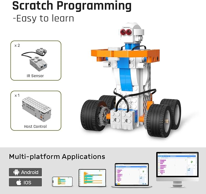 STEM Coding Robot Kits for Kids Ages 6+, 26-in-1 Educational Programmable Scratch Coding Robotics Kit, APP RC Robot Jeep Car Birthday Children's Day Gift for Boy Girls(400+ Pcs)