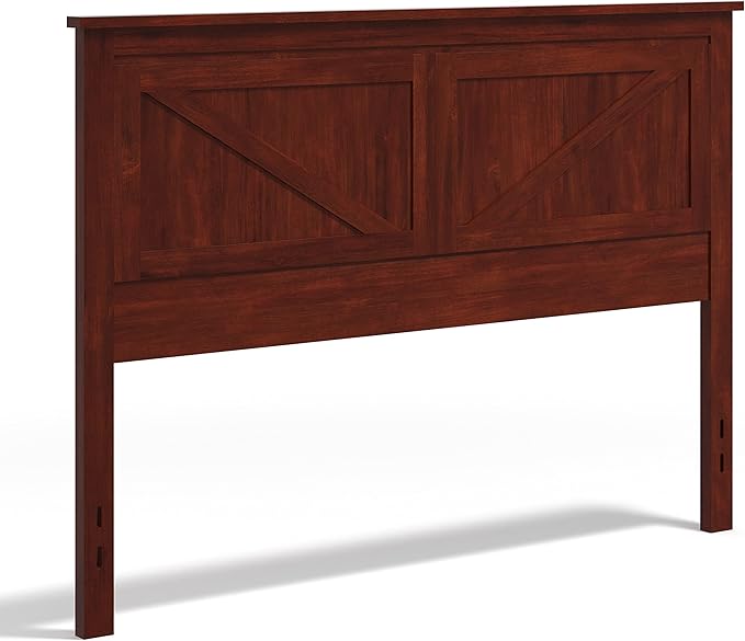Glenwillow Home Farmhouse Style Wood Panel Headboard in Cherry - Queen Size