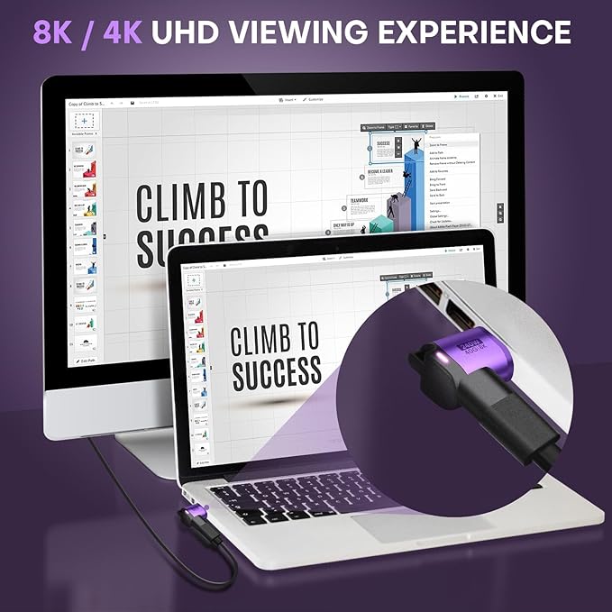 USB C 90 Degree Magnetic Adapter 2 Pack Right Angle 24 PIN 40Gbps PD 240W OTG Magnet Charger Extender 8K 60Hz Video for USB 4 Steam Deck ROG Ally Switch PC Tablet iPhone 15 16 17 (Purple)