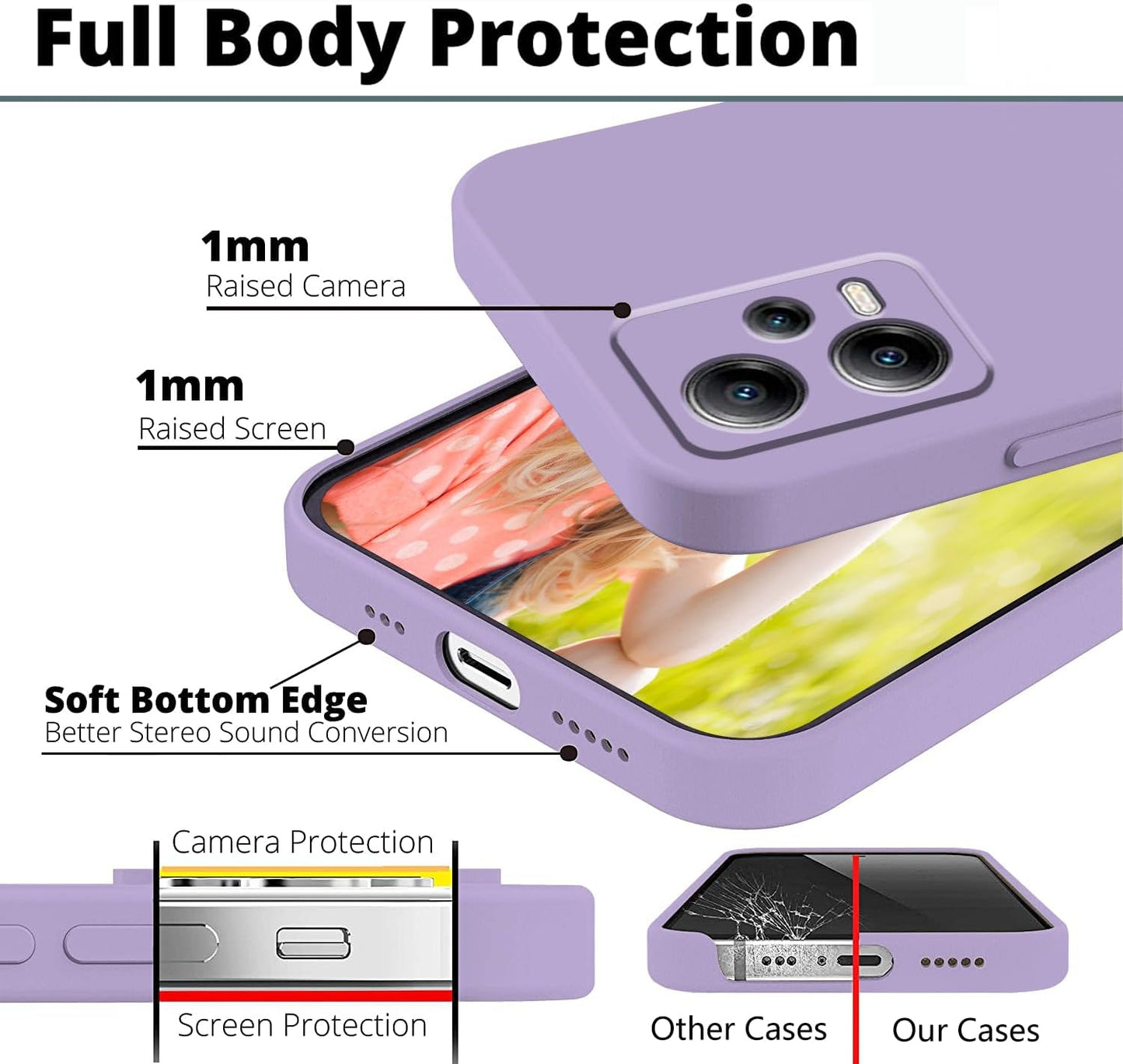 Redmi Note 12 Pro Plus Case - Dark Green Silicone, Soft Touch, Shockproof, Thin Cover (Purple) for Xiaomi Redmi Note 12
