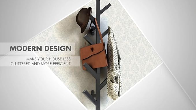 PREMIUM RACKS Coat Rack & Hat Rack - Modern Design - Wall Mounted - Stylish - (Black)