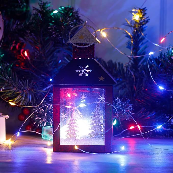 Minetom Fairy Lights Battery Operated, 5 Pack 7 FT 20 LED String Lights with Timer, Waterproof Silver Wire Fairy Lights for Bedroom Christmas Home Party Wedding Decorations, Multicolor