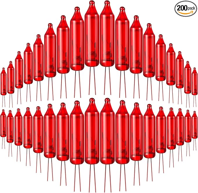Mudder 200 Count 2.5V Christmas 50/100/150/200 Count Mini Incandescent Wire String Lights Replacement Bulbs Indoor/Outdoor Christmas Lights Decorations for Home Xmas Tree(Red)