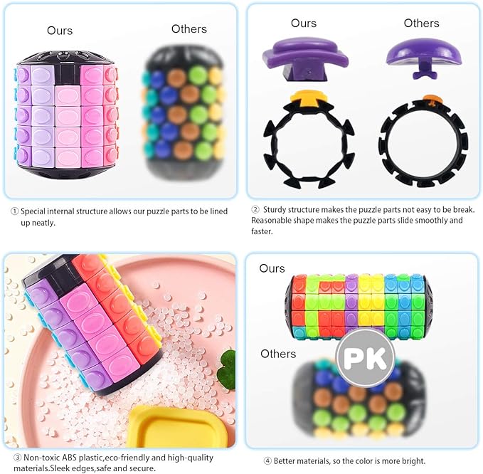 R.Y.TOYS Rotate and Slide Puzzle-Design Patent,Fidget Toys(Restore Order/Create Patterns) 8 Colors,7 Layers-Detach Piece for Quick Play,Brain Teaser,Sensory Toys,Birthday Gifts,Easter Basket Stuffers