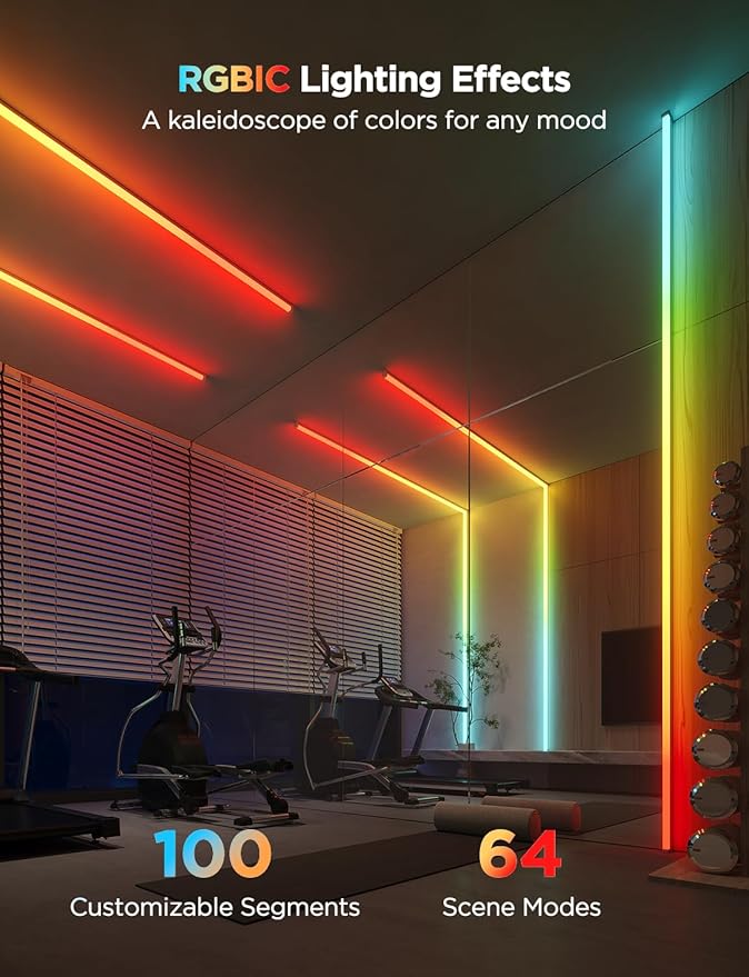 Govee RGBIC LED Strip Lights 32.8ft with Covers, Smart Lights Work with Alexa and Google Assistant, LED Diffuser Channel with LED Lights for Bedroom, Skirting Lines, Studio, Cabinet