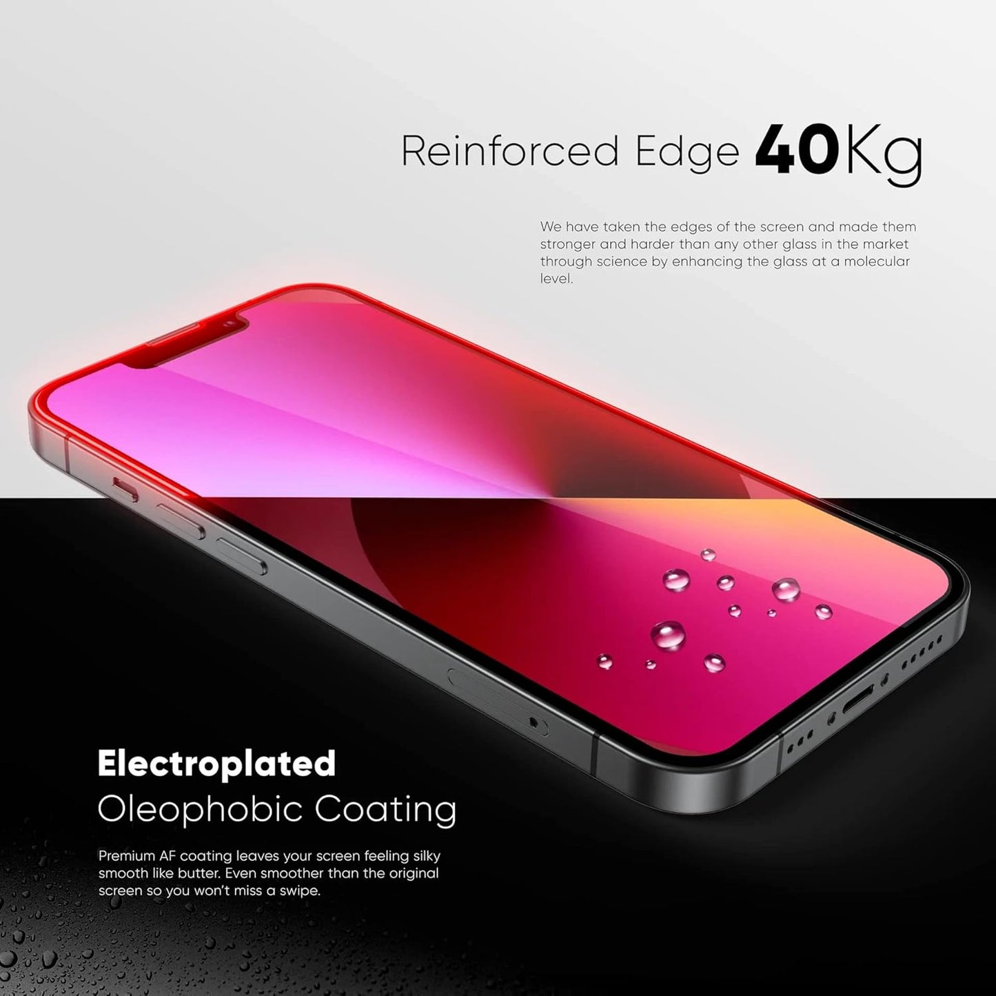 FLOLAB NanoArmour ONETIME PRO Anti Reflective iPhone 14 Plus / 13 Pro Max Screen Protector, Durable Matte Surface