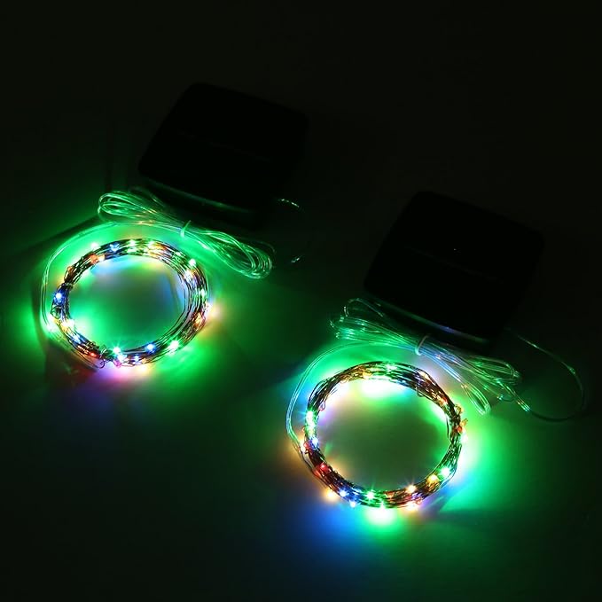 Magicnight Solar Mini Teeny Tiny Lights,Starry String Light for Garden Fairy,Tree,Railing,Arbor,Fence,16 Feet 50LEDs,2 Pack,Multi Colors