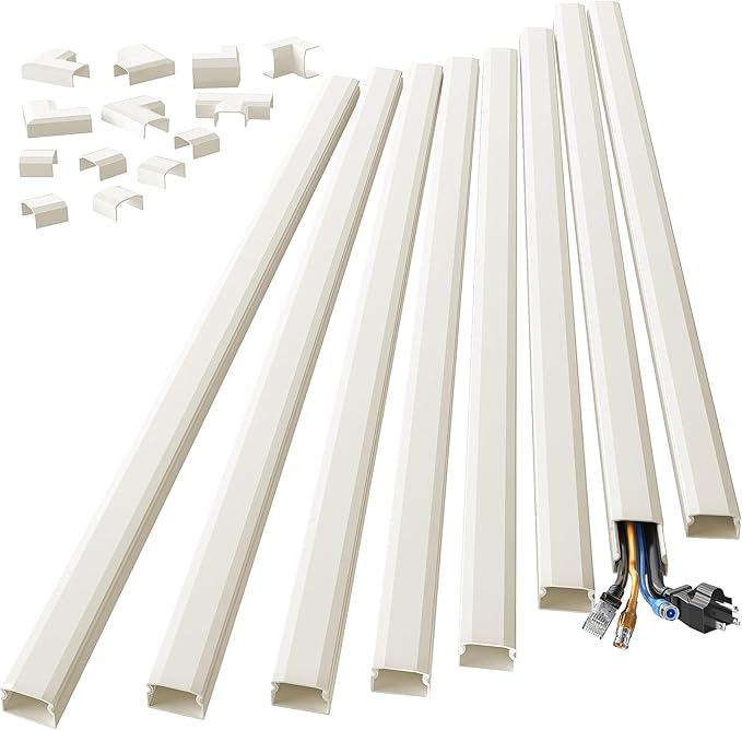 Yecaye 125in Cord Hider, Large Cord Covers for Wires on Wall, Cable Management Kit for Mount TVs, Wire Hider Cable Concealer for Home Office, W1.18in H0.6in, Beige