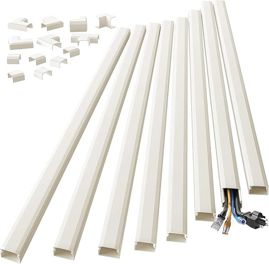 Yecaye 125in Cord Hider, Large Cord Covers for Wires on Wall, Cable Management Kit for Mount TVs, Wire Hider Cable Concealer for Home Office, W1.18in H0.6in, Beige