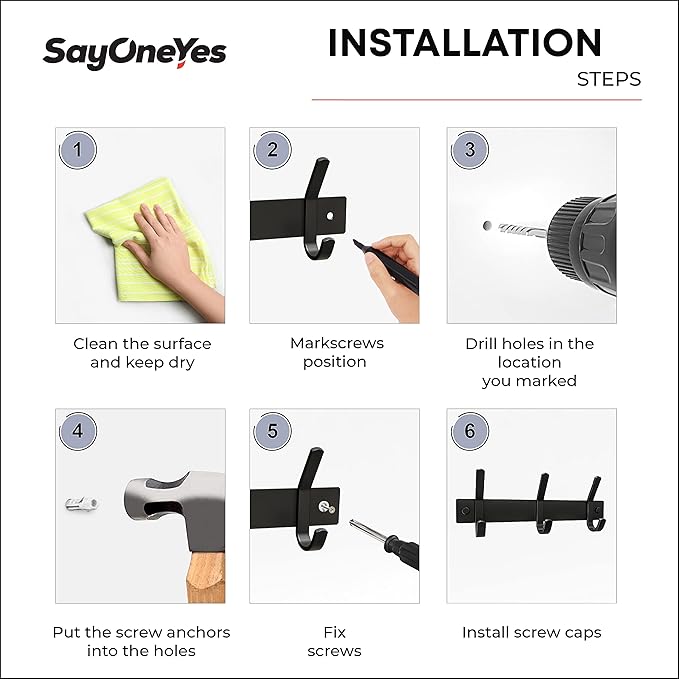 Matte Black Small Coat Rack Wall Mount – 9 Inch Stainless Steel Hook Rail with 3 Double Coat Hooks – Wall Mounted Entryway Organizer for Coats, Hats, Bags, Towels, Robes, Closet or Bathroom - 2 Pack