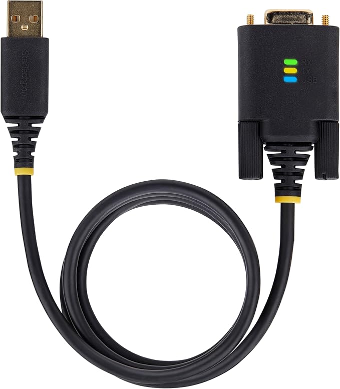 StarTech 6ft (2m) USB to Null Modem Serial Adapter Cable, COM Retention, FTDI, USB-A to RS232, LED Indicators, Changeable DB9 Screws Nuts