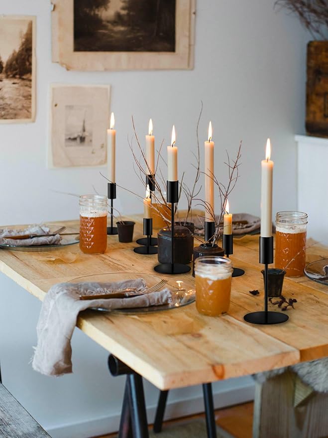 Matte Black Taper Candlestick Holders,Taper Candle Holders Set of 27,Metal Taper Candle Sticks Stand Holders,Modern Decorative Candle Holders for Wedding Certerpieces,Festive, Mantel,Home,Party