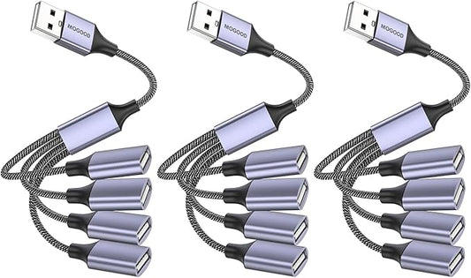 MOGOOD 4 in 1 USB Splitter Cable,USB to USB Cable Adapter,USB to 4 USB Adapter,Splitter 4 USB Cable,USB Power Split Adapter for Data Charging Power Adapter for Mac,Car, Xbox One, PS4, PS5, PC