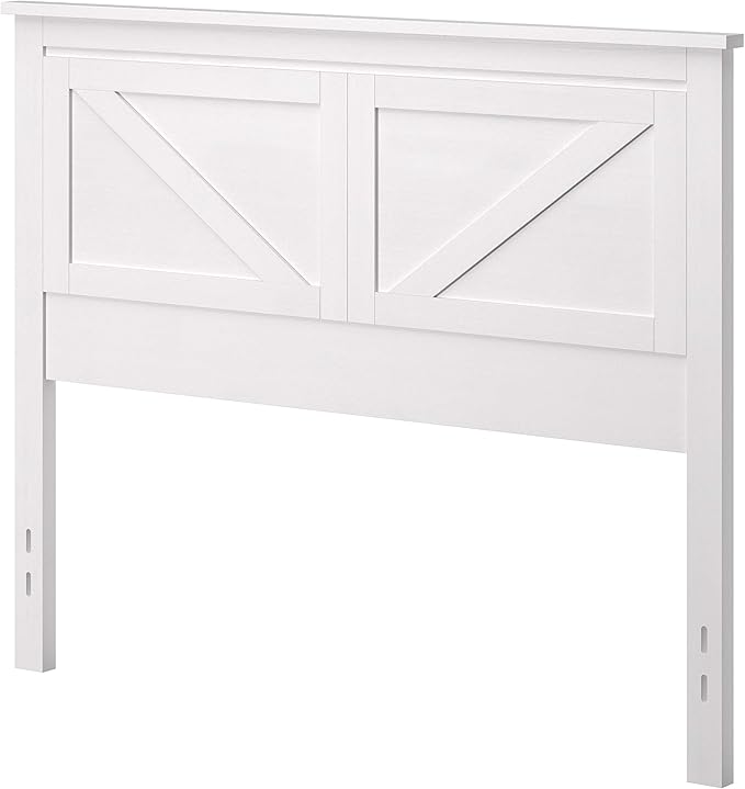 Glenwillow Home Farmhouse Style Wood Panel Headboard in Gloss White - Full Size