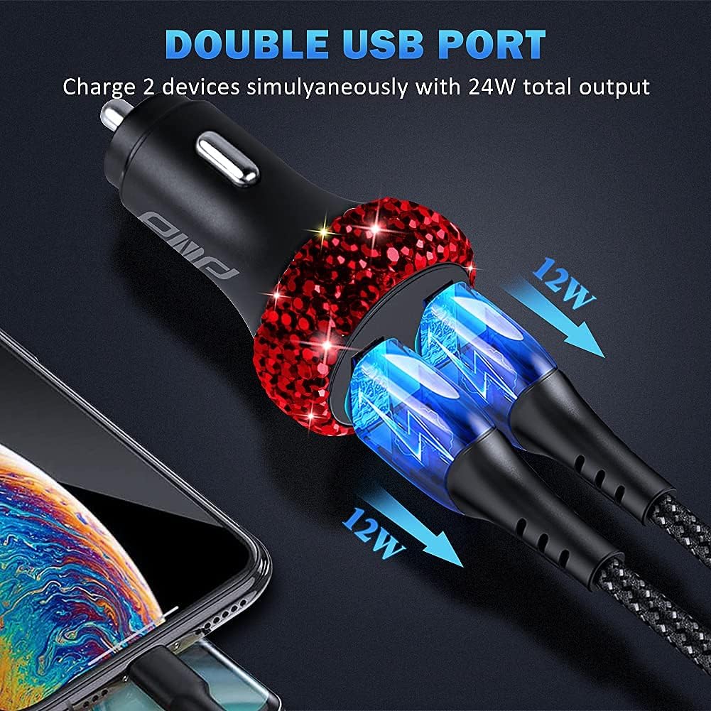 Dual USB Car Charger Quick Charge 3.0 Adapter, Fast Charging Compatible for iPhone, Samsung, Google Pixel