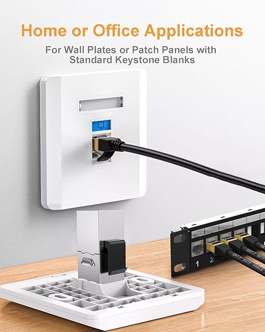 20 Pack Cat 6 Shielded Keystone Coupler, Cat6 Keystone Jacks Female to Female RJ45 Coupler, Ethernet Wall Plate Inline Keystone Coupler for Cat6, Cat5e, Cat5 Cabling Silver