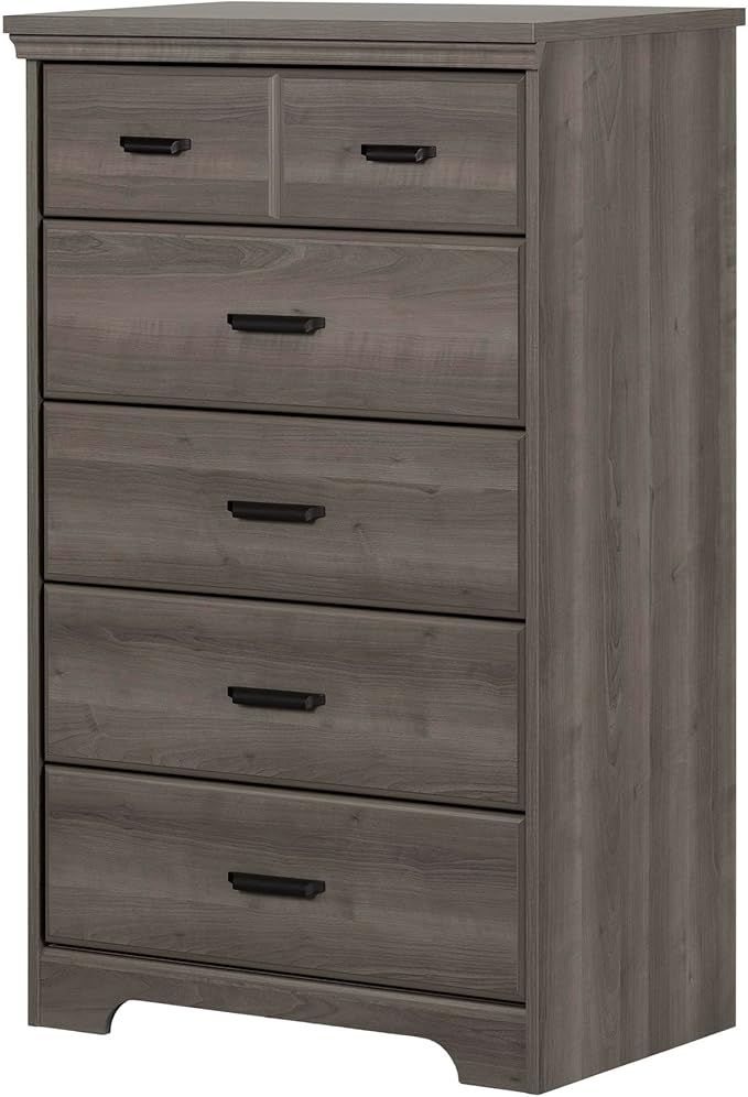 South Shore Versa Collection 5-Drawer Dresser, Gray Maple with Antique Handles