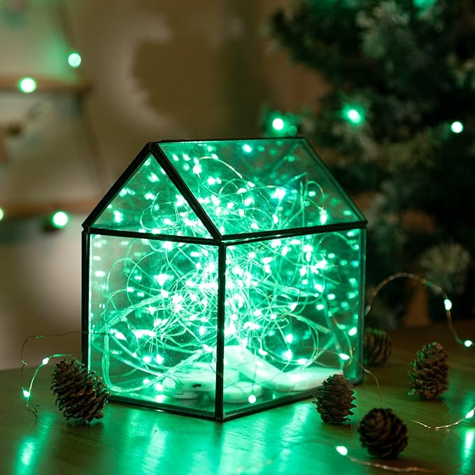 12-Pack LED Fairy Lights 7 Feet Battery Powered Waterproof Silver Wire 20 Slim Copper Wire Pastel Lights for DIY Wedding Party Bedroom Patio Easter Christmas (Green)