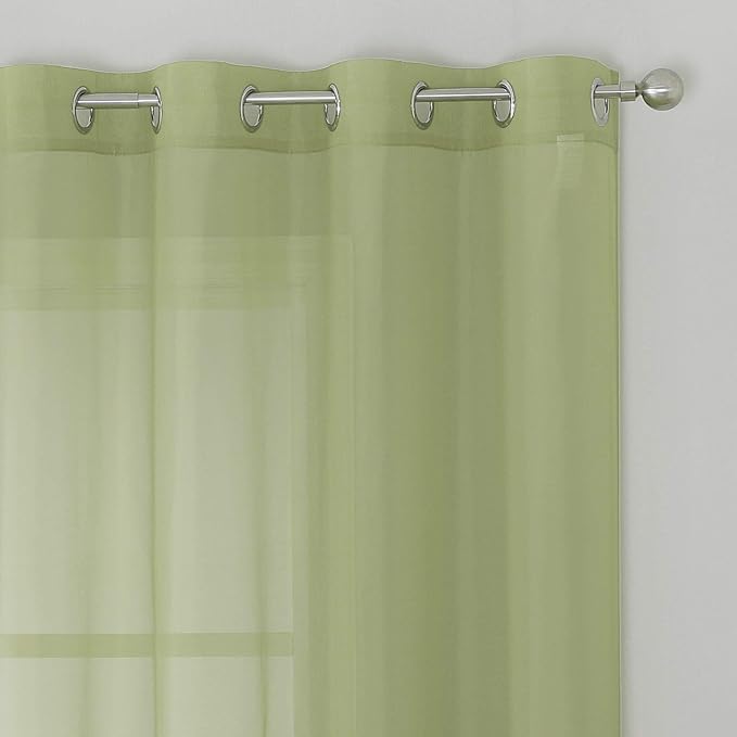 KEQIAOSUOCAI 2 Pieces Sage Sheer Curtains 84 Inches Long for Bedroom Bed Canopy Voile Grommet Sheer Window Drapes Panels for Living Room Dining Wedding Party Backdrop 54Wx84L Set of 2